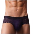 thumbnail image 2 of USNSM Men's Solid Color Large Mesh Comfortable Breathable Low Rise Wide Belt Boxer Briefs Soft Stretch Trunks Purple L, 2 of 6