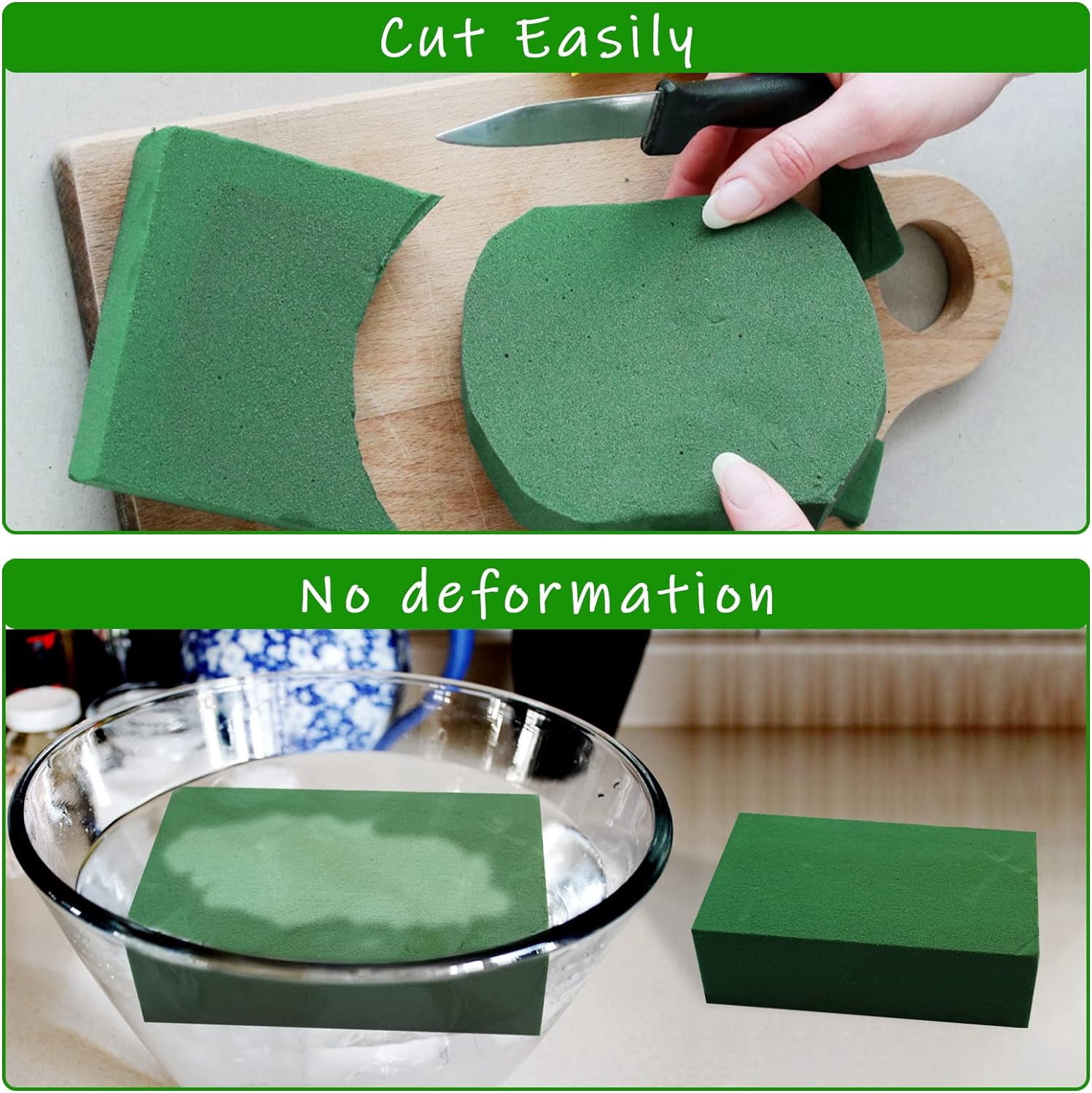 Floral Foam Blocks,Green Wet Dry Flower Foam Plant Foam for Fresh & Artificial Flower Arrangements DIY Craft 5.5”L x 3.1”W x 1.7”H