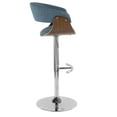 thumbnail image 3 of Vintage Mod Mid-Century Modern Adjustable Barstool with Swivel in Walnut and Blue Fabric by LumiSource, 3 of 8