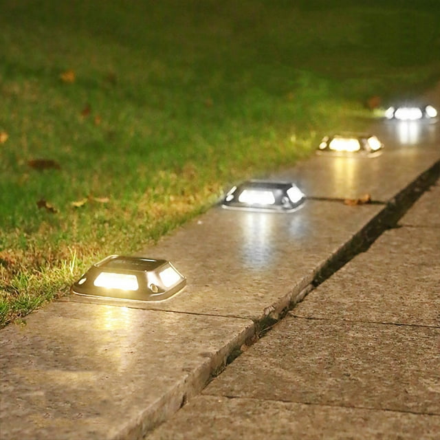 Xihbxyly Luces Solares de Suelo, Luces Led de Disco para Exteriores, Iluminación de Jardín Impermeable, Iluminación Brillante, Material Abs Duradero, Decoración de Paisajes, Paquete de 4, Tamaño 9 X
