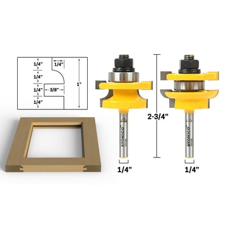 Yonico Rail & Stile Router Bits - Matched 2 Bit Round-over - 12241q