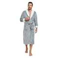 thumbnail image 5 of PajamaX Luxurious Mens Shawl Collar Plush Fleece Bathrobe Cozy Warm Bathrobe Long Robe With Pockets (M, Grey), 5 of 7
