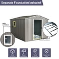 thumbnail image 4 of HMYG 8ftx10ft Outdoor Metal Storage Shed with Metal Foundation,with Window,Grey, 4 of 10