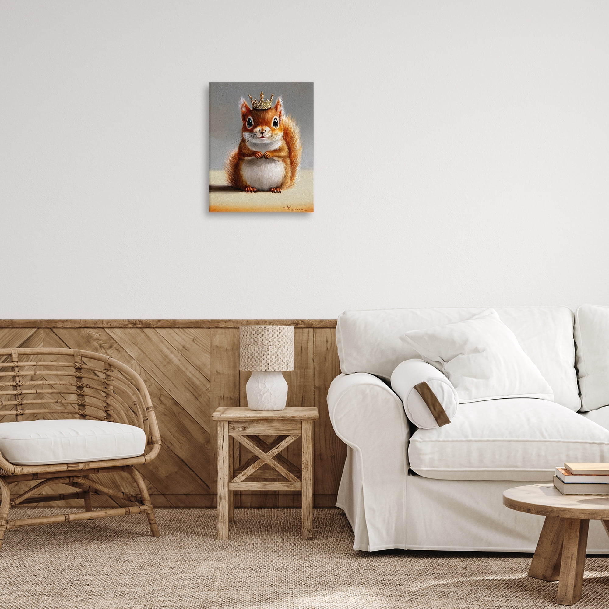 Fancy Crowned Squirrel Canvas Wall Art, design by Lucia Heffernan