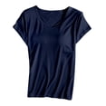 thumbnail image 1 of HNMKIU Pyjama d'Été Respirant T-Shirt à Manches Courtes avec Soutien-Gorge Intégré Semi-Manches, 1 of 3
