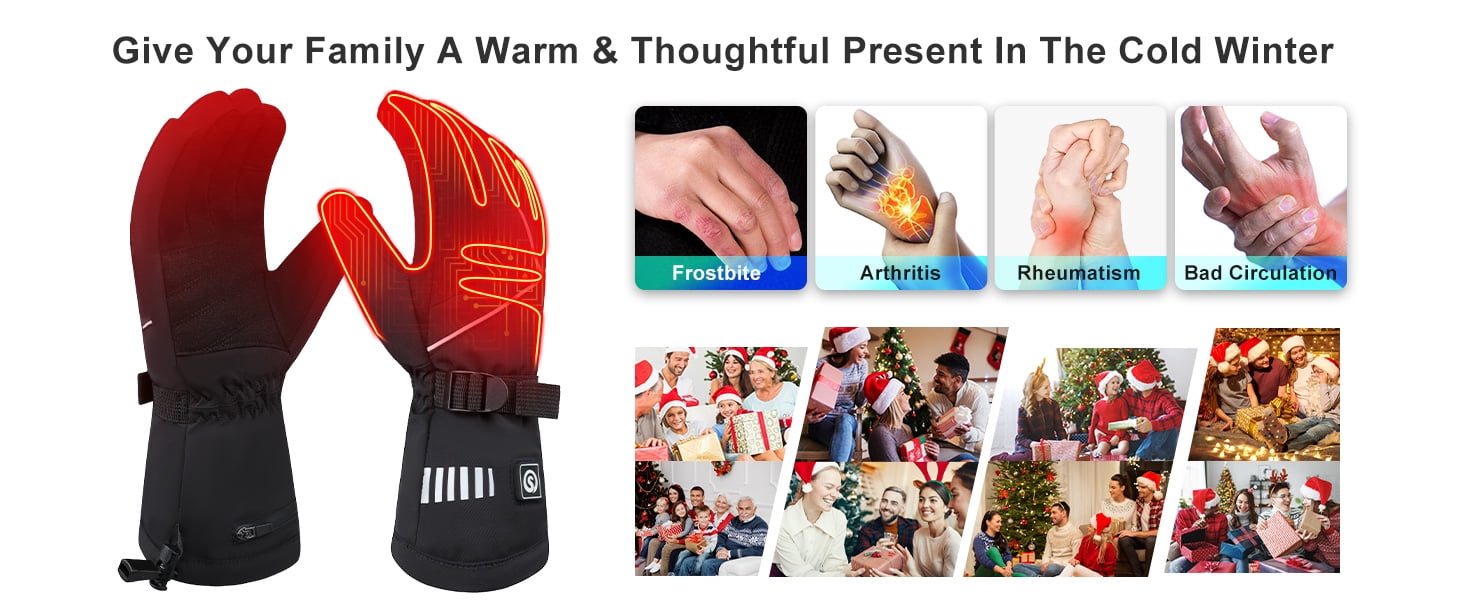 SAVIOR Rechargeable Heated Gloves for Men & Women, 3-Level Temperature Control, Touchscreen, Waterproof and Warm, Ideal for Cycling, Skiing, Skating, Hiking