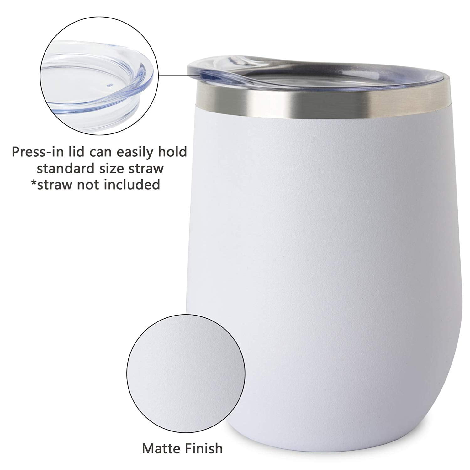 Enjoy Your Chilled Drink at the Perfect Temperature Soda or Water Mint 12oz Stainless Steel Vacuum Insulated Cup REDUCE Stemless Wine Tumbler with Lid Ideal for an Outdoor Cocktail