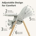 thumbnail image 3 of INFANS Baby High Chair, High Chairs for Babies & Toddlers with Adjustable Height Backrest Footrest Removable Tray, Easy to Clean PU Seat Convertible Quick Folding Portable Highchair, 3 of 9