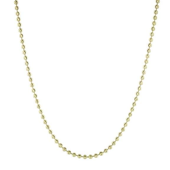 A&M 18k Yellow Gold Plated Sterling Silver 2mm Moon-Cut Chain Necklace, 16” to 24”, Women’s, Unisex