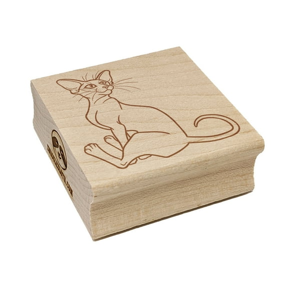 Enthusiastic Oriental Shorthair Cat Square Rubber Stamp Stamping Scrapbooking Crafting - Small 1.25in