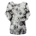 thumbnail image 3 of Made by Johnny Women's V-Neck Short Sleeve Tie Dye Drape Dolman Top XXL WHITE_BLACK, 3 of 6