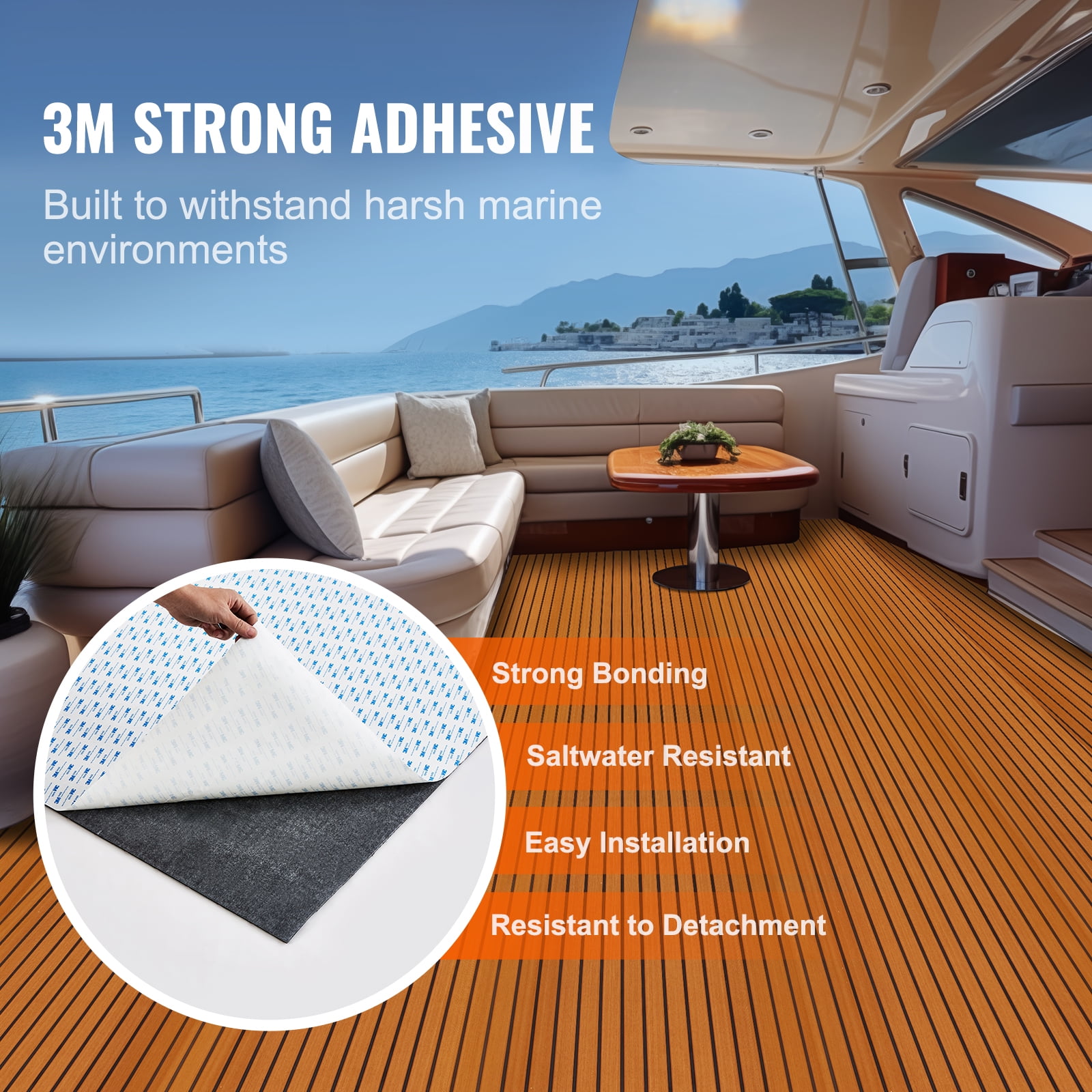 VEVOR Boat Flooring, EVA Foam Boat Decking 94.5" x 46", Non-Slip Self-Adhesive Flooring, 29.9 sq.ft Marine Carpet for Boats, Yacht, Pontoon, Kayak Decking