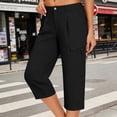 thumbnail image 6 of BUIGTTKLOP Cargo Capri Pants for Women High Waisted Outdoor Hiking Capris Pull on Straight Leg Summer Cropped Pants, 6 of 6
