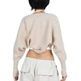 thumbnail image 6 of Women Crop Shrug Sweaters Casual Solid Color Long Sleeve Knit Cardigan Open Front Jacket for Dress Streetwear, 6 of 7