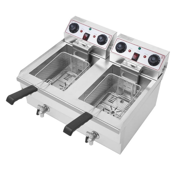 Heavy 2 Tank 25QT Electric Deep Fryer Fry Commercial Basket Restaurant Kitchen