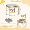 thumbnail image 3 of Costway Kids Table and Chairs Set 4 in 1 Children Activity Table with Reversible Whiteboard Gray+Natural, 3 of 10