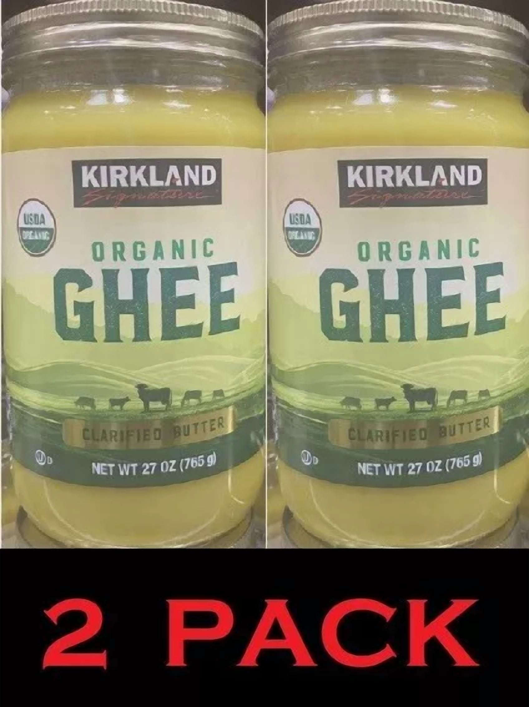 Kirkland Signature USDA Organic Ghee Clarified Butter 27 Oz Jar - 2 PACK