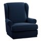 thumbnail image 1 of Funda elástica de poliéster para silla de ala, funda elástica para silla, funda suave de para sofá, muebles Azul oscuro Macarena Funda de silla de punto elástico, 1 of 8