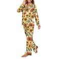 thumbnail image 2 of SCRAWLGOD Sunflower Womens Pjs Sets Long Sleeve Sleepwear for Women Button Up Pajama Sets Size 3XL V-Neck 2 Piece Lounge Lightweight Women's Pj with Pockets, 2 of 7