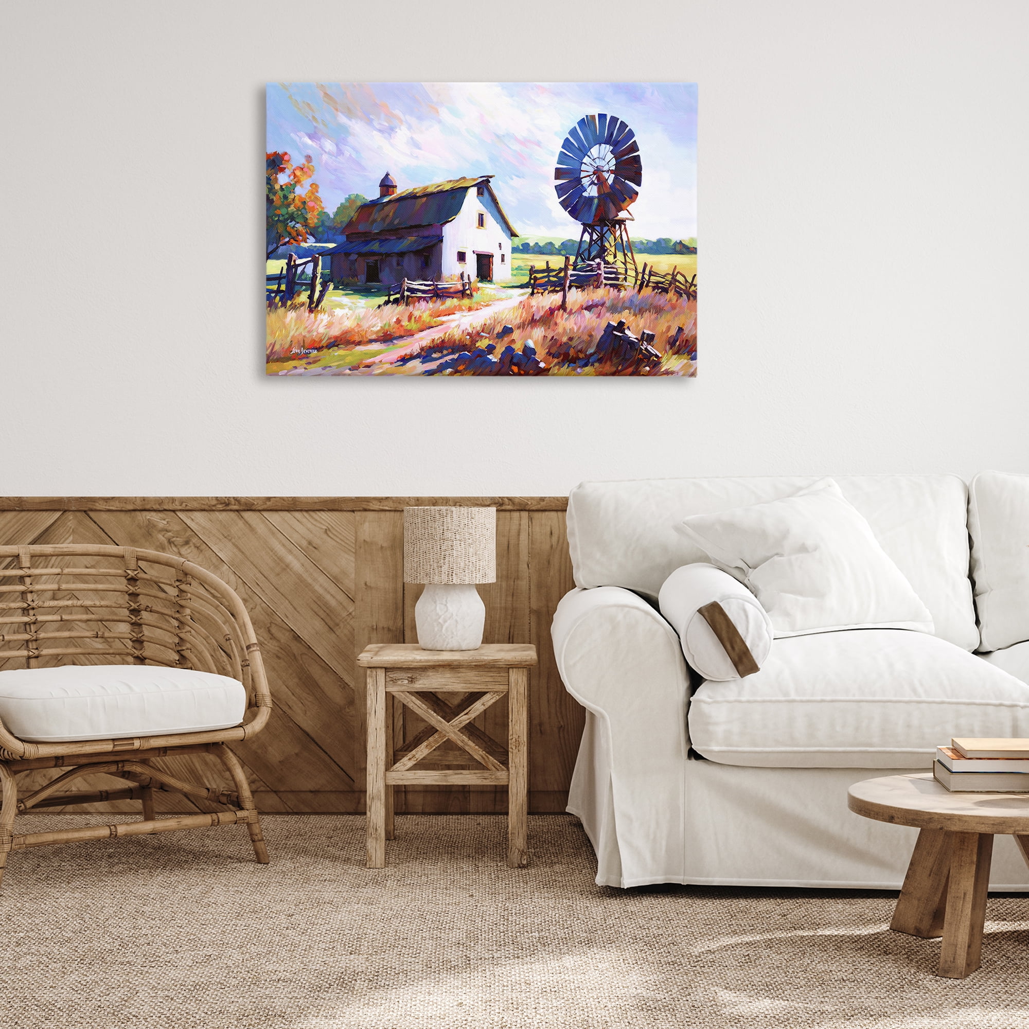 Stupell Industries Countryside Serenity Landscape Landscape Painting Gallery Wrapped Canvas Art Print Wall Art, 36 x 24