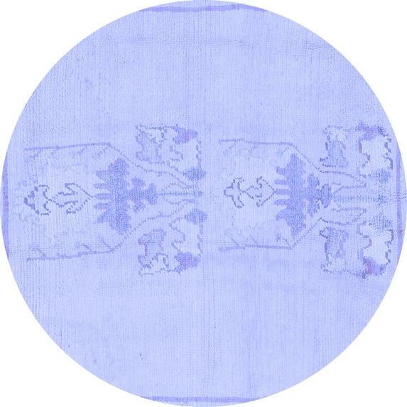 Ahgly Company Indoor Round Abstract Blue Modern Area Rugs, 6' Round