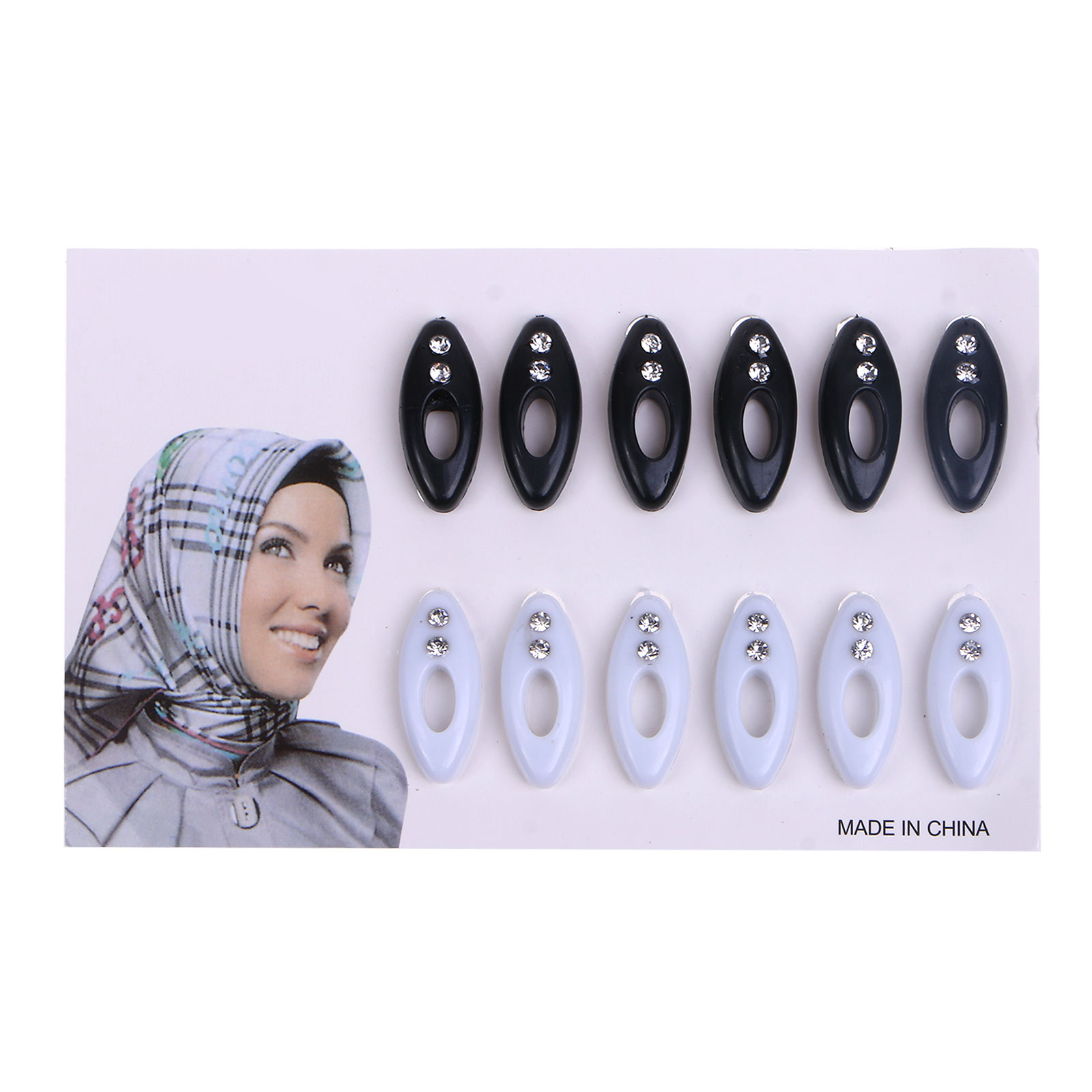 12Pcs/Box Plastic Safety Brooch Pins Hijab Pins Clips with for Rhinestone  Safety 