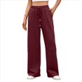 thumbnail image 1 of Pantalones Deportivos Anchos de Cintura Alta para Mujer, Holgados y con Cordón, A para Adolescentes Vino Tinto S, 1 of 10