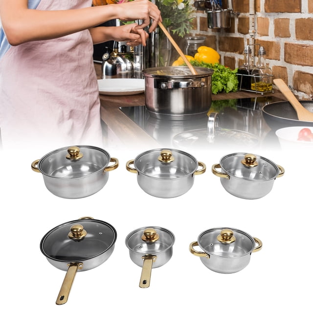 Juego De Utensilios De Cocina De Sartén De Acero Inoxidable, Juego De Olas De Cocina Con Manijas De Oro, Multifuncional Para Cocinar Caseros