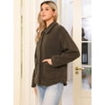 thumbnail image 4 of DARING DIVA Women's Peter Pan Collar Button Down Coat XS Brown, 4 of 6