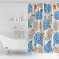 thumbnail image 2 of Shower Curtain Waterproof Shower Curtain for Bathroom,Bathtub,Shower, Blue Hydrangeas Flower Shell Orange Marine Life Shower Curtain Set with Hooks for Home Decoration 72x72 Inch, 2 of 6