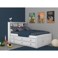 thumbnail image 2 of OS Home and Office Model 80221K6-22 Solid Pine Full Sized Captains Bookcase Bed with 6 spacious under bed drawers in Casual White, 2 of 8