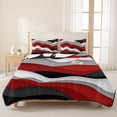 thumbnail image 3 of Full Quilt Set 78''x90'', Red Black Ombre Lightweight Summer Bedspread Coverlet Set with 2 Pillow Shams, Modern Geometric Moire Abstract Art Breathable All Season Quilt Bedding for Bedroom/Guest Room, 3 of 9
