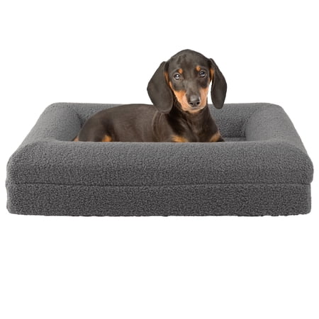 PETMAKER Dog Bed with Bolster, Nonslip Bottom, and Washable Cover (Gray)