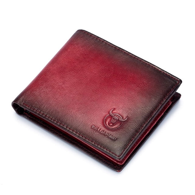 Bullcaptain rfid Que Bloquea la Cartera de Cuero para Hombre Cartera Delgada Plegable Tarjetero con Múltiples Tarjetas Cartera de Identificación qb 05