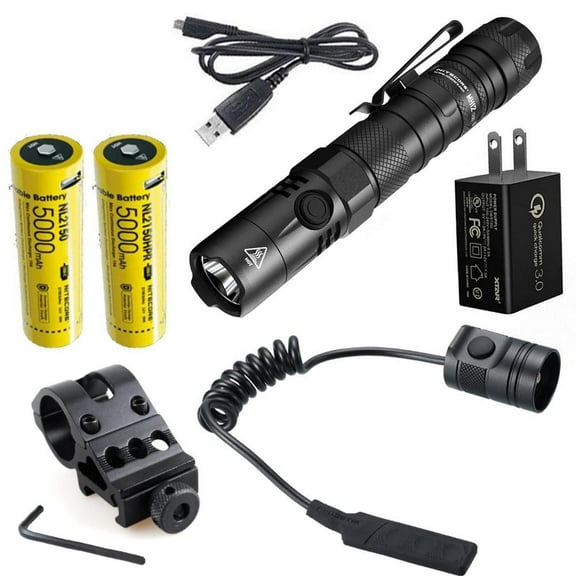 Nitecore MH12 V2 CREE XP-L2 V6 LED Flashlight w/ NL2150  and  NL2150HPR Batteries, 3Amp Wall Adapter, RSW3 Pressure Switch  and  Offset Mount