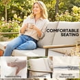 thumbnail image 5 of Outsunny 3 Seater Outdoor Patio Sofa, Outdoor Couch with Wood-Effect Armrests, Wicker Backrest and Cushions for Porch, Garden, Backyard, Khaki, 5 of 9
