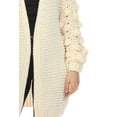 thumbnail image 4 of Simply Couture Women's Plus Size Casual Solid Open-Front Knit PomPom Bubble Bishop Sleeve Knitwear Cardigan, 4 of 4