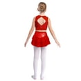 thumbnail image 4 of Doomiva Big Girls 2 Piece Dance Outfits Crop Top with Skirt Jazz Latin Ballroom Performance Dancewear Red 6, 4 of 7