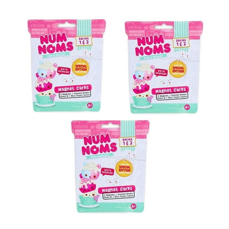 Num Noms Magnet Cards Mystery Series 1 & 2 Blind Bags (3 Pack)