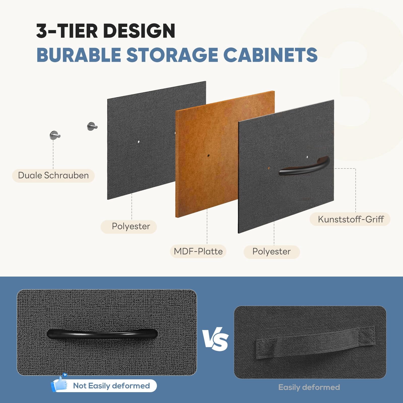 Telyra 9-Drawer Fabric Dresser Tall Storage Tower with Wood Top and Steel Frame Bedroom Closet Organizer, Gray