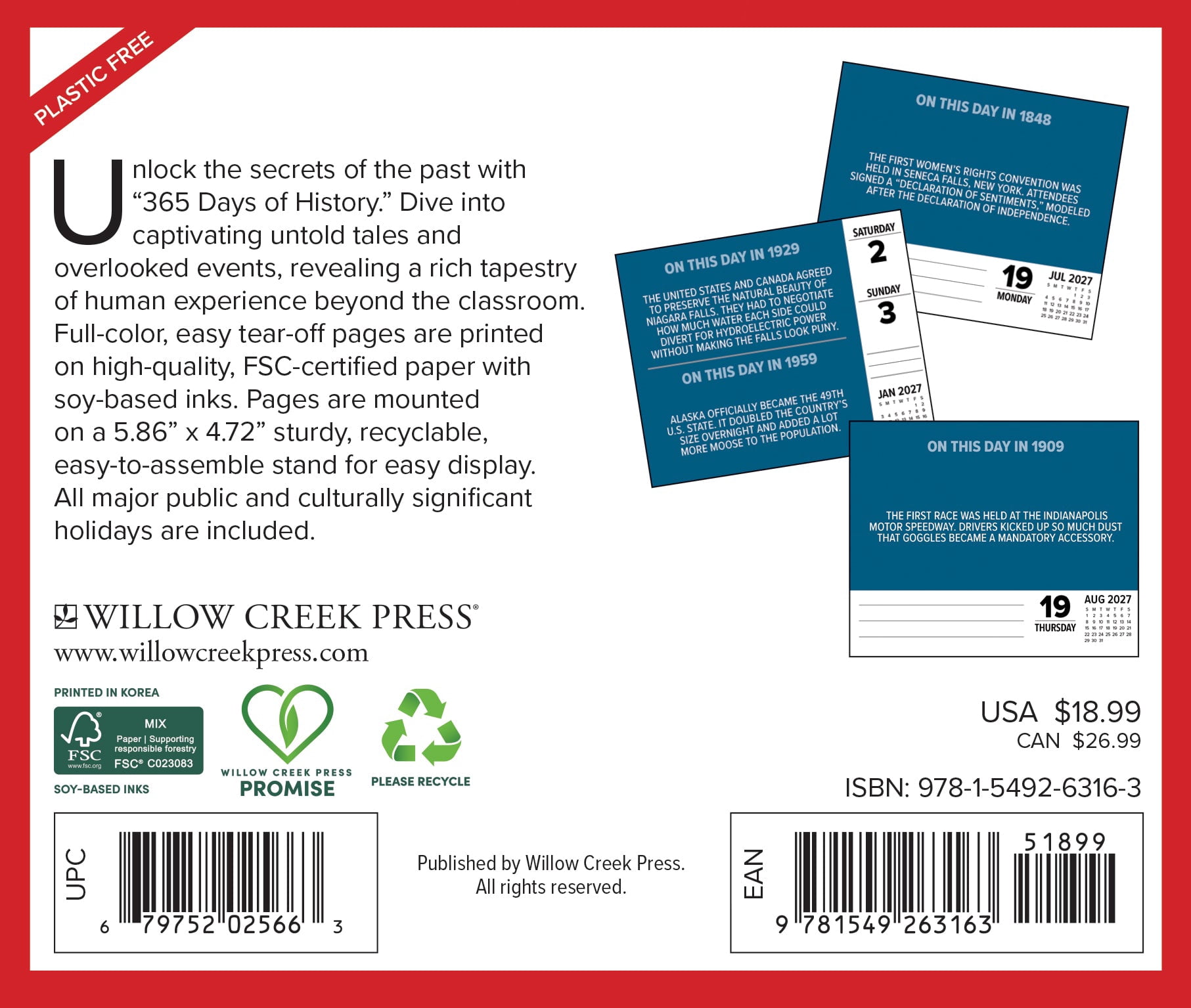 Willow Creek Press, 365 Days of History 2027 Box Calendar