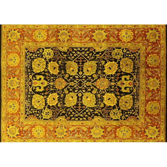 Ahgly Company Indoor Rectangle Oriental Yellow Industrial Area Rugs, 2' x 3'