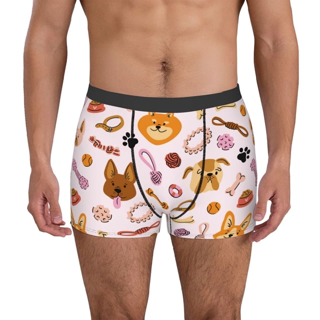 Fotbe Cute Dog Calzoncillos Tipo Boxer con Bolsa de Soporte Total para Hombre, X-Temp Fresco, Transpirable y de Secado Rápido-Medium