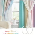 thumbnail image 5 of 100% Blackout Curtains with Sheer Overlay Mix and Match Double Layer Drapes 63 Inch Length 2 Panels for Girls Room Bedroom Room Nursery Ombre Rainbow Grommet Window Treatment with Tiebacks, 5 of 19