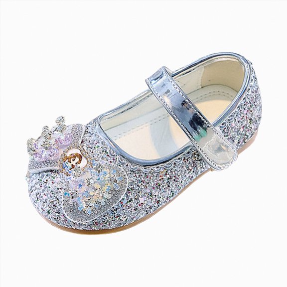 Linfrsh Baby Girl Shoes Girls Toddler/Little Kid Dress Mary Jane Pumps Bow Low Heels Party Wedding Princess Shoes(Silver,Size0.74)