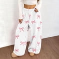 thumbnail image 2 of Womens Sweatpants Fuzzy Plush Heart Print Elastic Waist Cozy Lounge Wide Leg Sweatpants Women Purple M, 2 of 8
