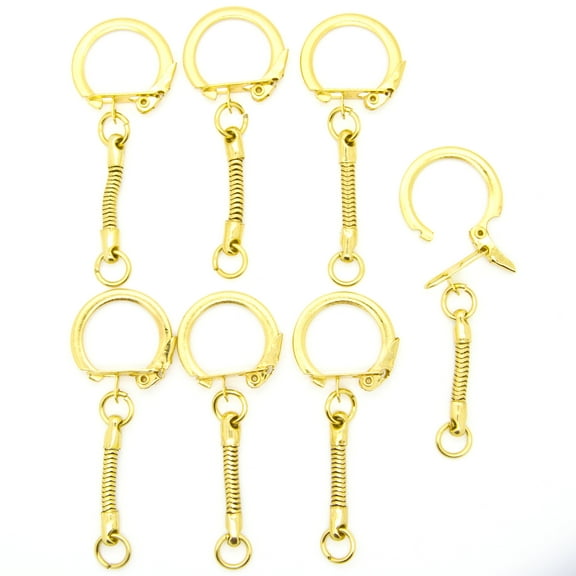 Gold Key Chains Snake Chain with Snap End and Jump Ring for Craft Findings - Pack of 100