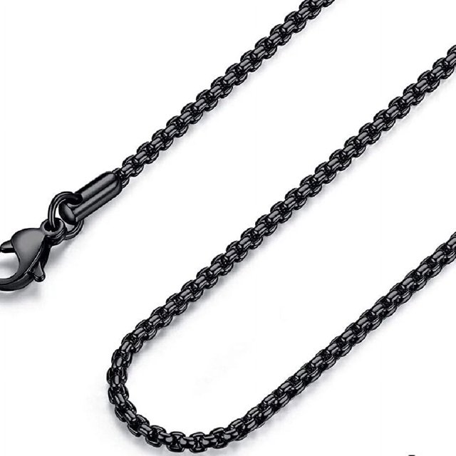 USENSET-cadena de acero inoxidable para hombre y mujer, collar de caja de alta calidad, color negro, Rolo, 18-36 pulgadas, 2MM, 3MM, 4MM