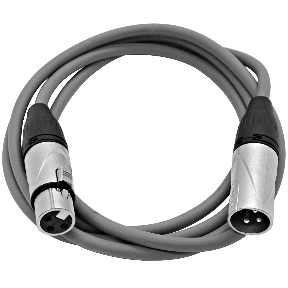 Seismic Audio 6 Pack of 6 Foot Gray XLR Patch Cables Microphone Cords - 3 Pin XLRM to XLRF - SAXLX-6Gray-6Pack