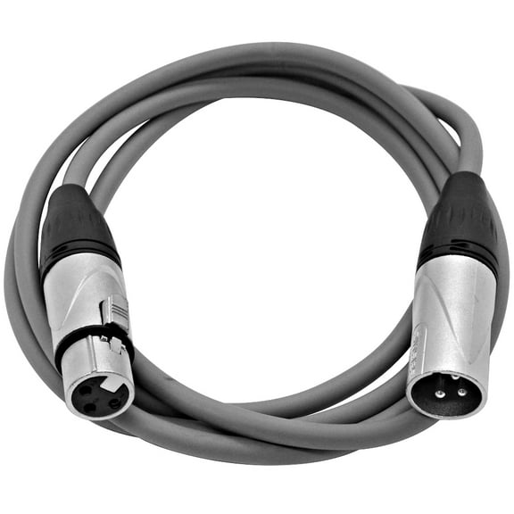 Seismic Audio 6 Foot Gray XLR Patch Cable Microphone Cord - 3 Pin XLR Male to XLR Female 6' - SAXLX-6Gray